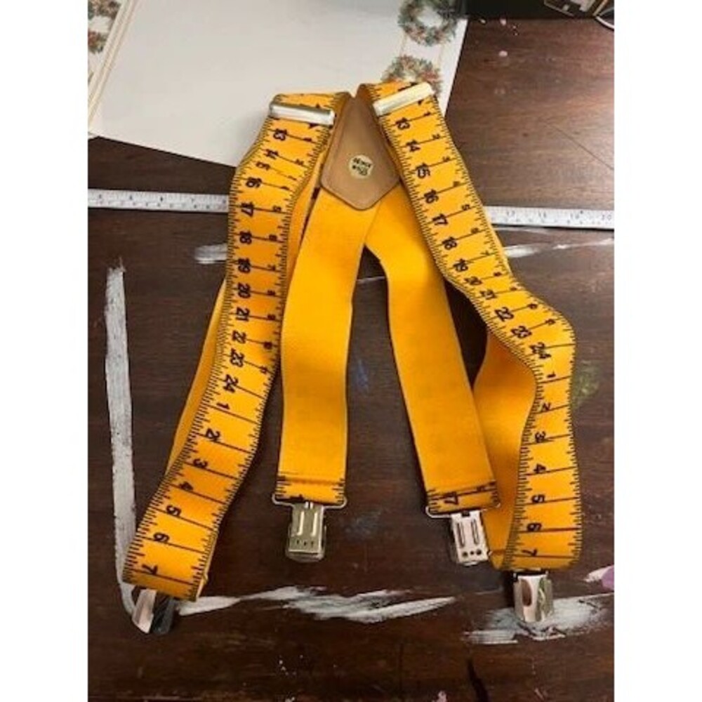 Tape Measure Yellow Black Suspenders with Metal Clips from Suspenderstore 48”